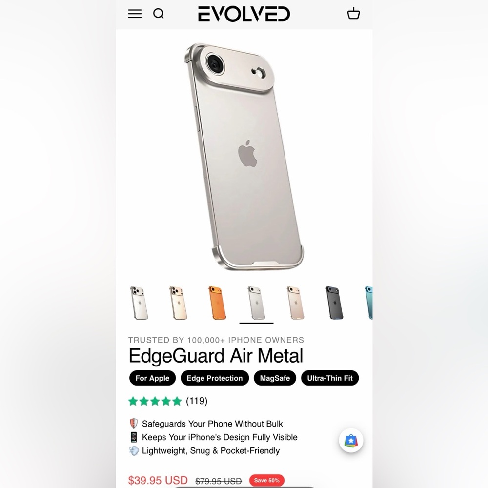 EdgeGuard Air Metal Case for iPhone 17 Air